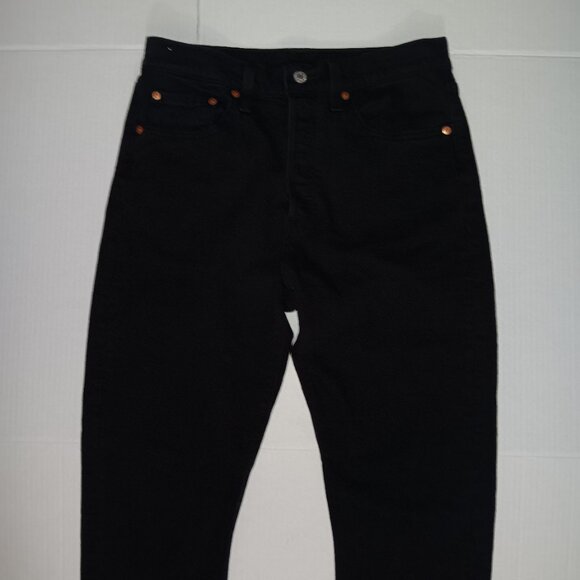 LEVI'S 501 SKINNY BUTTON FLY BLACK JEANS - Picture 1 of 14